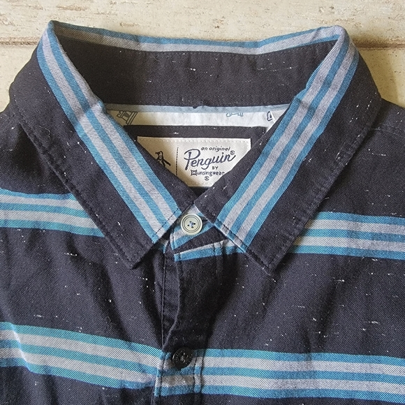 Original Penguin Long Sleeve Casual Button Down Blue Striped Men's XL - Picture 5 of 16